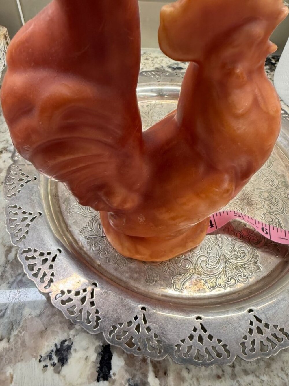 2 VTG Candelier Handcrafted Figural Wax Rooster Candle Rustic Farmhouse Cottage - Picture 7 of 16